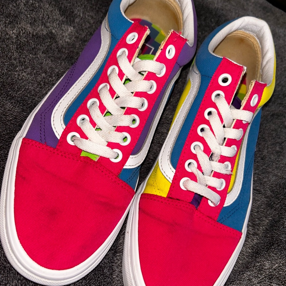 Vans Men's Multicolor Canvas Low-Top Sneakers - Pink, Blue, Purple, Yellow